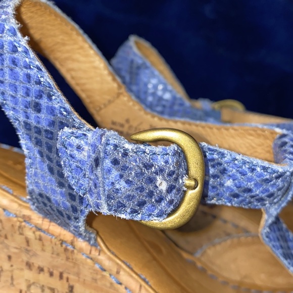 Born Shoes Born Sandals Multi Shades Of Blue Starps Cork Like Heel